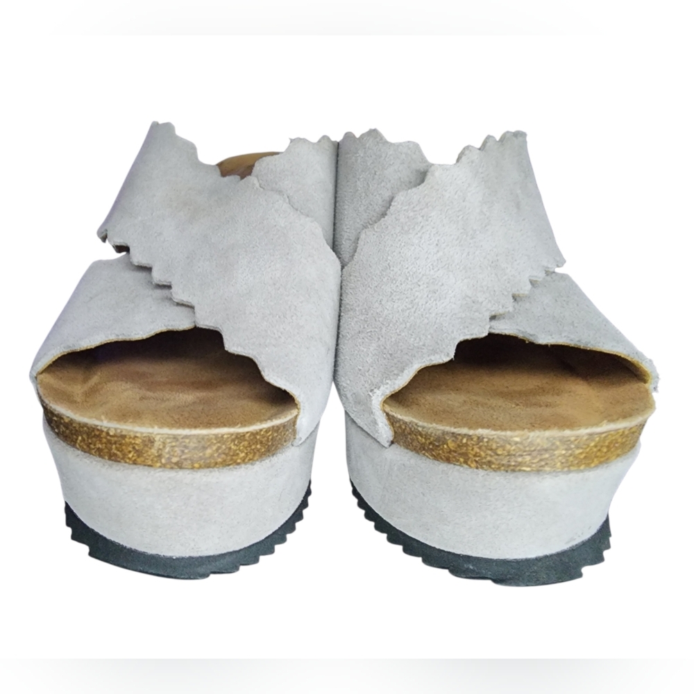 Chocolat Blu Natural Wedge Cross Strap Sandals, Womens 39 EU (8-8.5 US) - Picture 3 of 11